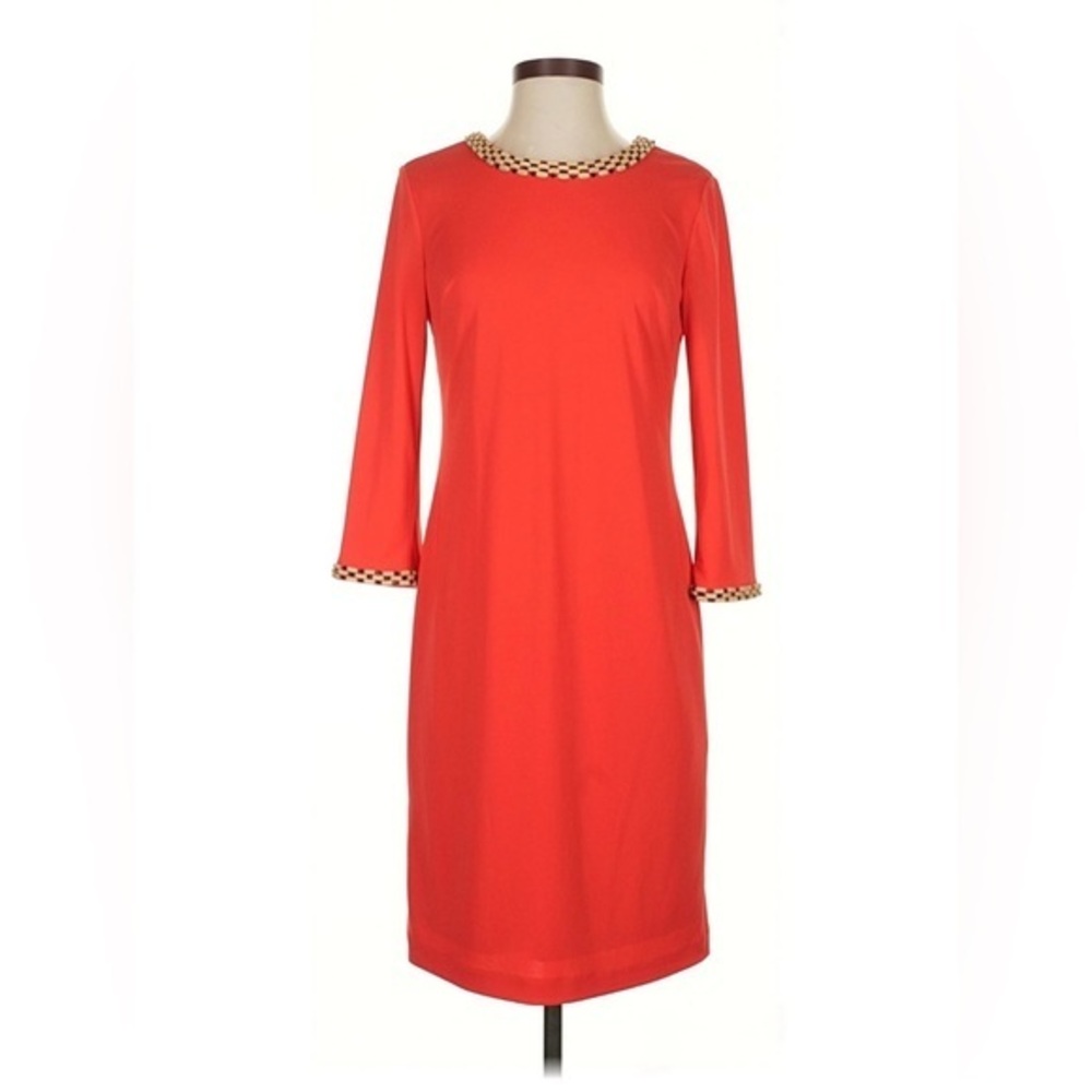 Karl Lagerfeld Paris Embellished Trim Shift Dress Red Size 4